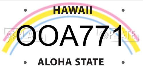 OOA771 Hawaii License Plate