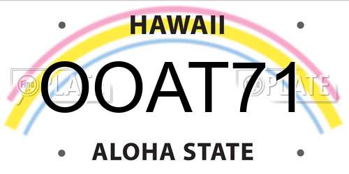 OOAT71 Hawaii License Plate