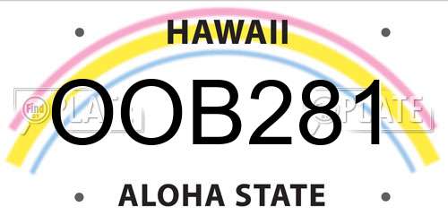 OOB281 Hawaii License Plate