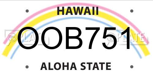OOB751 Hawaii License Plate