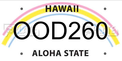 OOD260 Hawaii License Plate