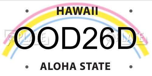 OOD26D Hawaii License Plate