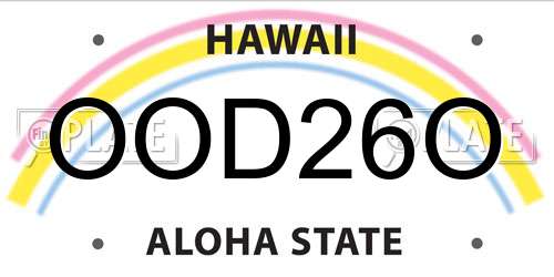 OOD26O Hawaii License Plate