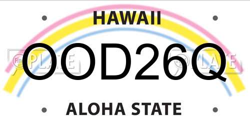 OOD26Q Hawaii License Plate