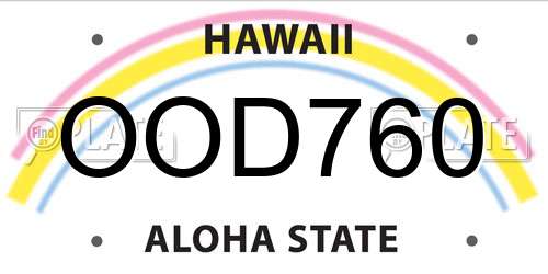 OOD760 Hawaii License Plate
