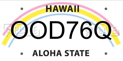 OOD76Q Hawaii License Plate