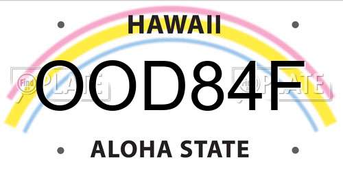 OOD84F Hawaii License Plate