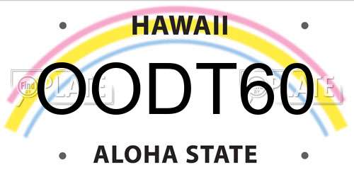 OODT60 Hawaii License Plate