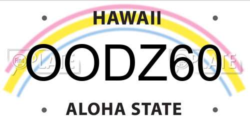 OODZ60 Hawaii License Plate