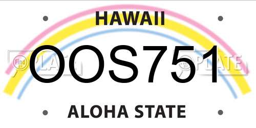 OOS751 Hawaii License Plate