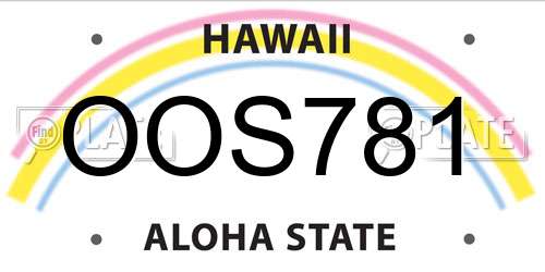 OOS781 Hawaii License Plate