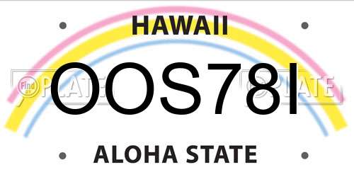 OOS78I Hawaii License Plate