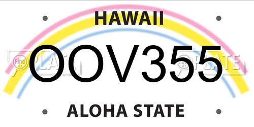 OOV355 Hawaii License Plate