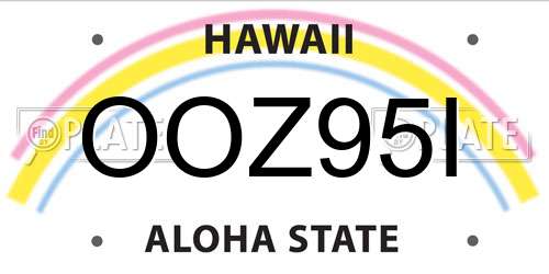 OOZ95I Hawaii License Plate