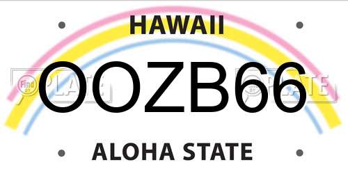 OOZB66 Hawaii License Plate