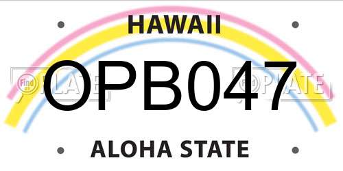 OPB047 Hawaii License Plate