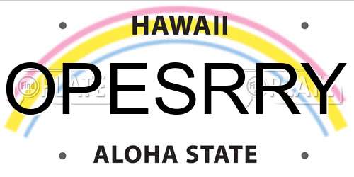 OPESRRY Hawaii License Plate