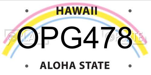 OPG478 Hawaii License Plate