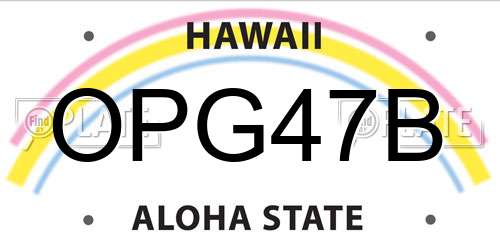 OPG47B Hawaii License Plate