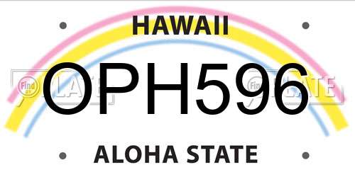 OPH596 Hawaii License Plate