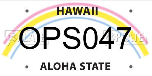 OPS047 Hawaii License Plate