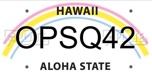 OPSQ42 Hawaii License Plate