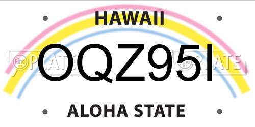 OQZ95I Hawaii License Plate