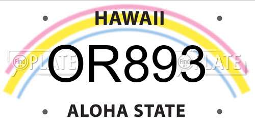 OR893 Hawaii License Plate