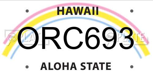 ORC693 Hawaii License Plate
