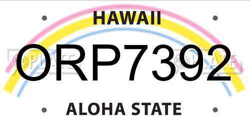 ORP7392 Hawaii License Plate