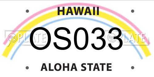 OS033 Hawaii License Plate