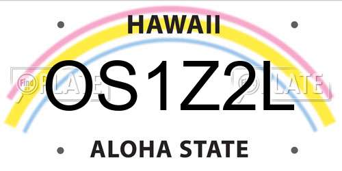 OS1Z2L Hawaii License Plate