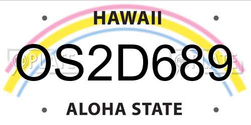 OS2D689 Hawaii License Plate