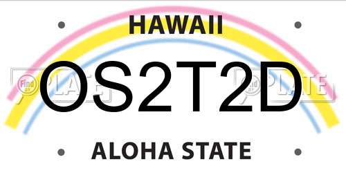 OS2T2D Hawaii License Plate