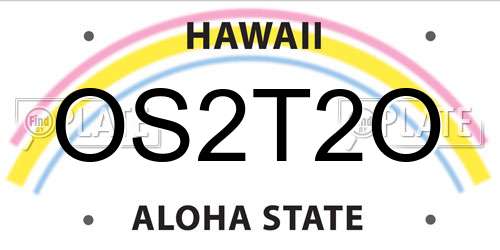 OS2T2O Hawaii License Plate