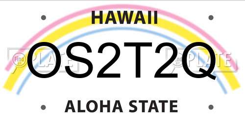 OS2T2Q Hawaii License Plate