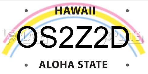 OS2Z2D Hawaii License Plate