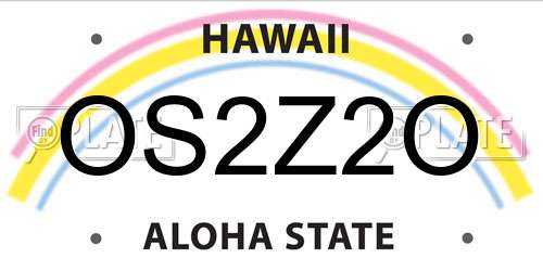 OS2Z2O Hawaii License Plate