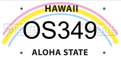 OS349 Hawaii License Plate