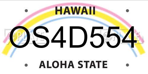 OS4D554 Hawaii License Plate