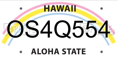 OS4Q554 Hawaii License Plate