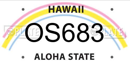 OS683 Hawaii License Plate