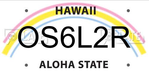 OS6L2R Hawaii License Plate
