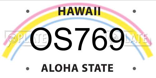 OS769 Hawaii License Plate