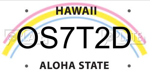OS7T2D Hawaii License Plate
