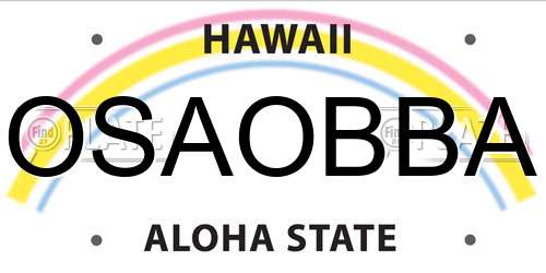 OSAOBBA Hawaii License Plate