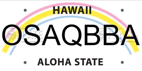 OSAQBBA Hawaii License Plate