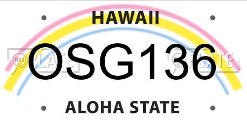 OSG136 Hawaii License Plate