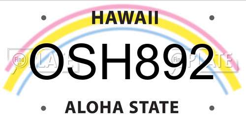 OSH892 Hawaii License Plate