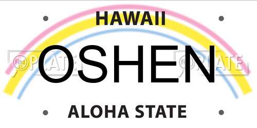 OSHEN Hawaii License Plate